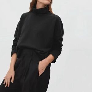 NWT Everlane Turtleneck Sweatshirt Black Pullover XS